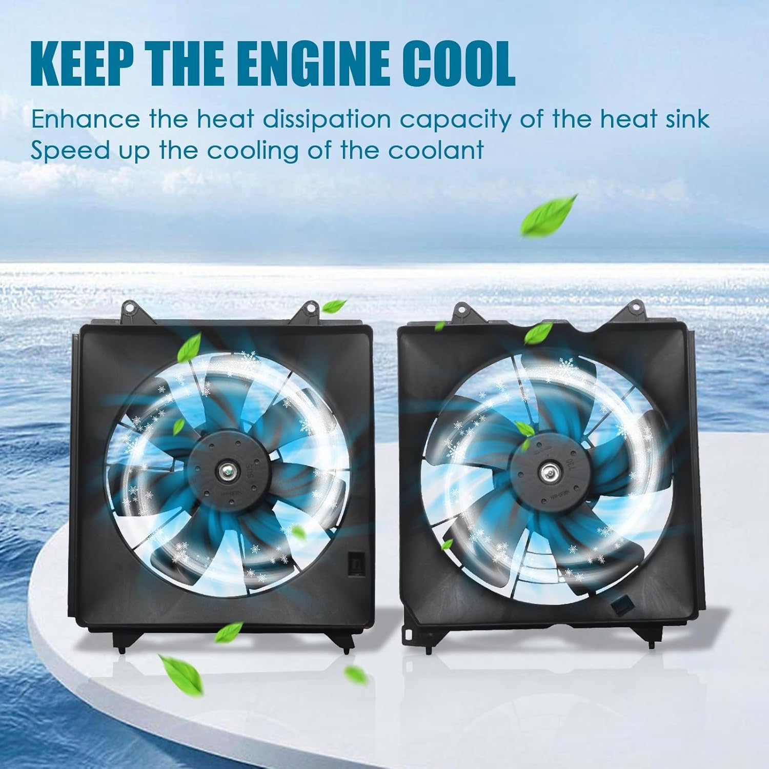 Radiator Engine Cooling Fan Assembly Compatible with 2008 2009 2010 2011 2012 Accord 2.4L I4 Curved Blade, Automotive Cooling Fans Replace for HO3115142