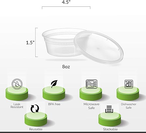 Miniatura 5 de Basix - 96 recipientes de almacenamiento de alimentos con tapas para bocadillos, 16oz.