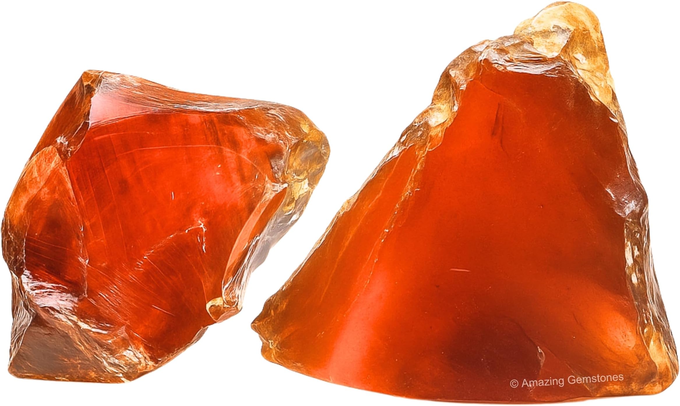 Amber Raw Crystals and Healing Stones, Natural Rocks for Tumbling - DIY Raw Stones and Crystals, 2 Pieces