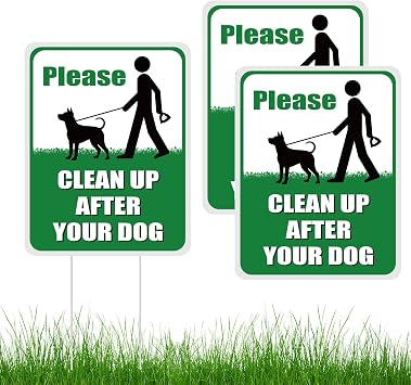 3pcs Clean Up After Your Dog Signs 14.2 x 11 Inches Double Sided