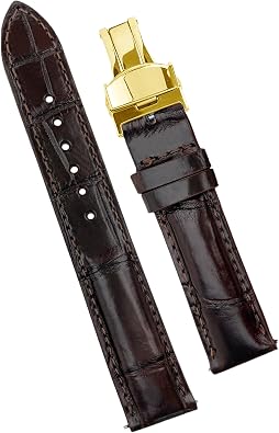 Premium AIIigator Deployment Clasp Leather Watch Band Quick Release