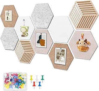 12'' Large Hexagon Cork Board Tiles – 10 Pack Adhesive Frameless Bulleti...
