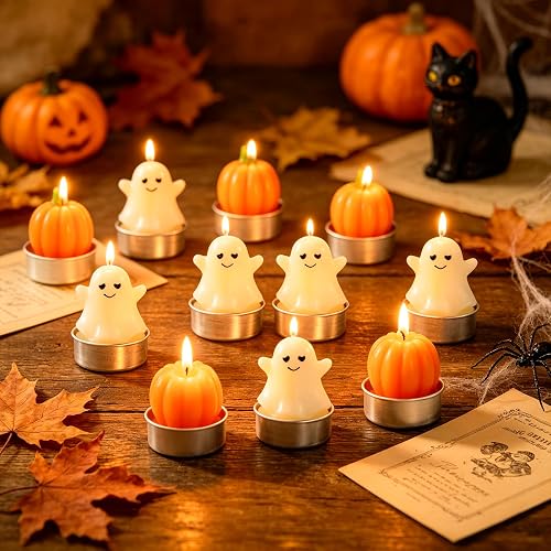Halloween Ghost Pumpkin Candles, 12 Pack Soy Wax Set