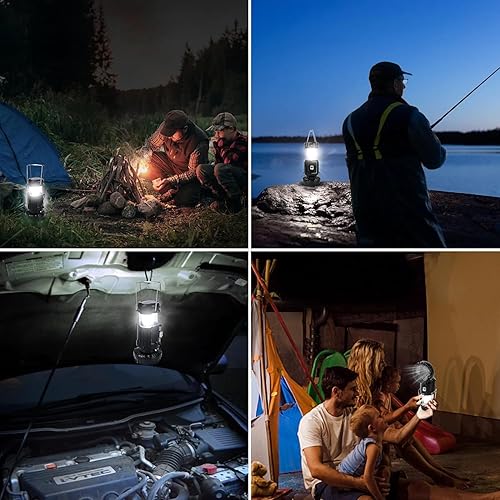 Miniatura 8 de Linterna Solar Portátil con Ventilador Recargable Actualizada 2025 - Linterna LED de Campamento Plegable y Liviana para Cortes de Energía, Linterna