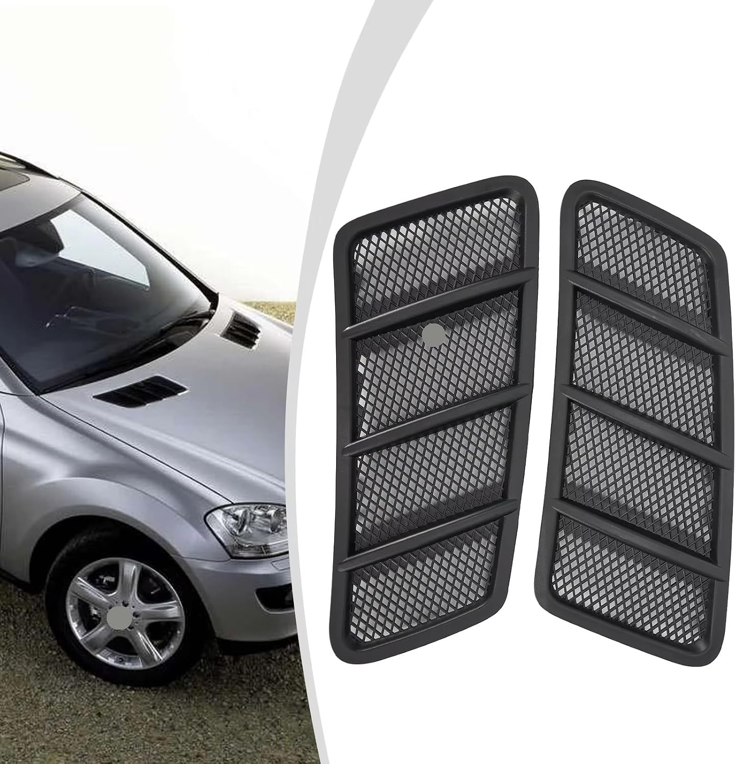 Hood Scoops 2pcs Car Hood Vent Grille Side Accessories 1668800105 1668800205 Compatible With Benz For W166 GL GL350 GL450 2012 2013 2014 2015