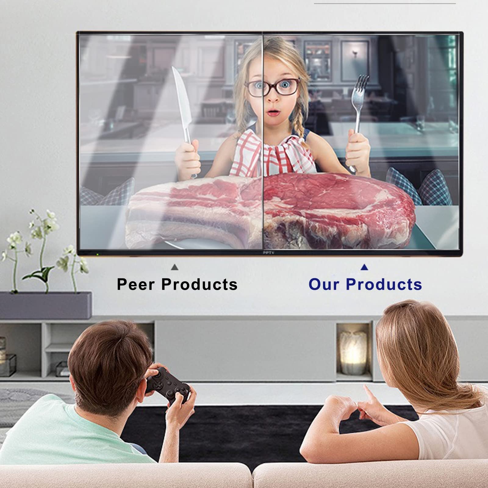 Générique Protecteur d'écran TV Domestique Anti-lumière Bleue, Film dépoli pour écran Anti-éblouissement/Anti-rayonnement/Anti-myopie, Facile à Installer, réutilisable, Peut prévenir la fati