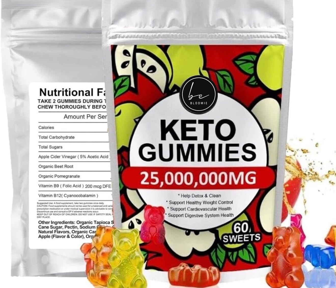 Keto Gummies for Weight & Fat Loss, Belly Fat Loss - 60 High Strength Enter into Ketosis and Lose Weight Fast with Keto Gummy Bears!