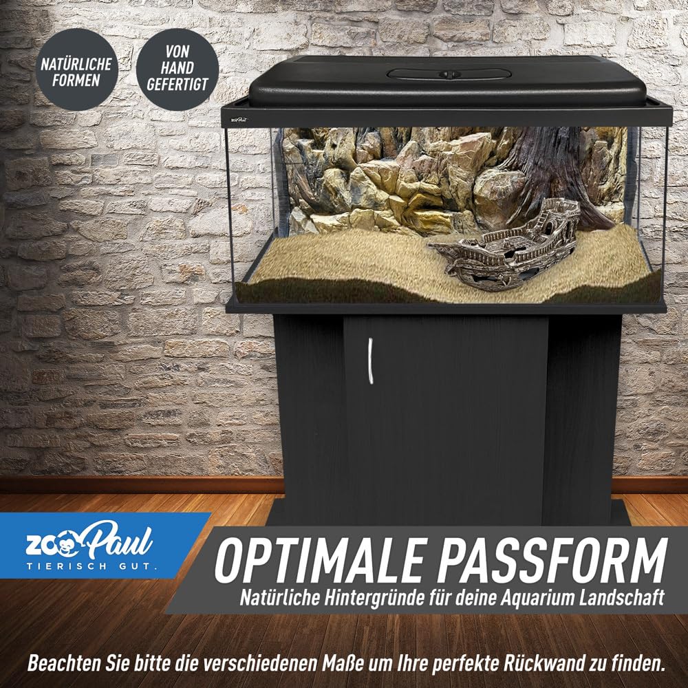 ZooPaul Aquarium Rückwand 3D 80x40cm Terrarium Hintergrund Fels Stein Wurzel Struktur Amazonas NEU