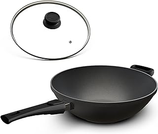 Hoffmann Wok Pan Large for Induction 32 cm I Made in Germany I Oven Safe up to 240 Degrees I Wok Pan I 100% Warp-free Base I Induction Cooker I Removable Handle Aluminium