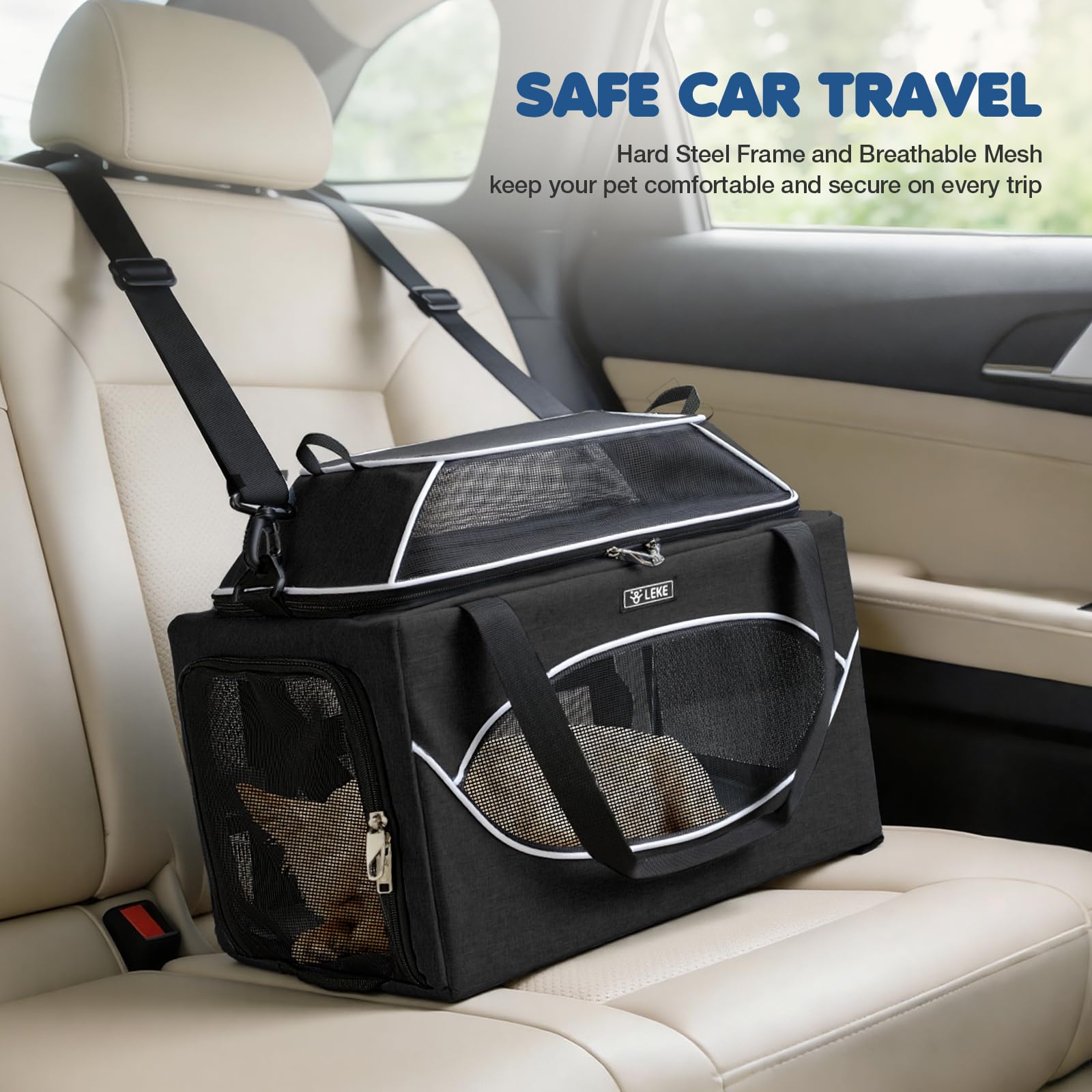Lekereise Top-erweiterbare Haustier-Tragetasche, 43,2 x 27,9 x 24,1 cm, Alaska, hawaiianische Fluggesellschaft zugelassen, unter dem Sitz bis zu 5,4 kg, stabile Auto-Reisetasche für kleine Hunde und