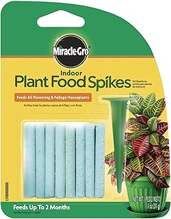 Miracle-Gro Indoor Plant Food Spikes, Includes 24 Spikes - Continuous Feeding for all Flowering and Foliage Houseplants - NPK 6-12-6