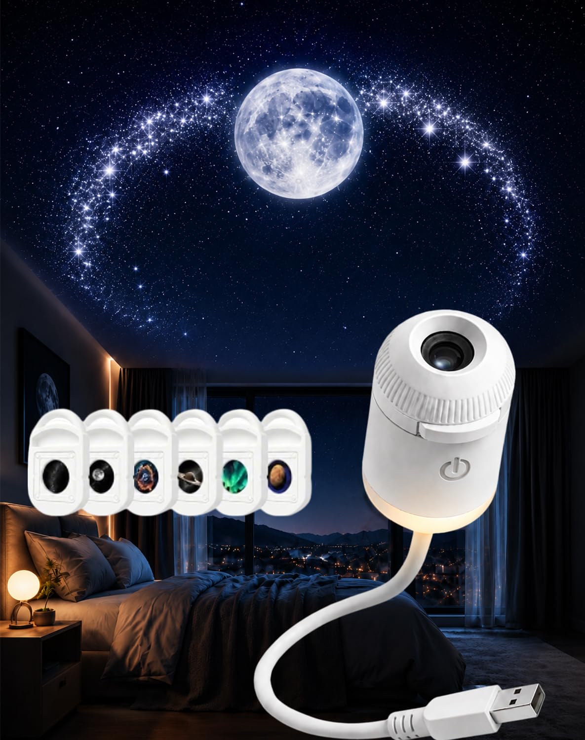 Oklumi Galaxy Projector, Star Projector for Bedroom Ambient (6 PCS) — image 1