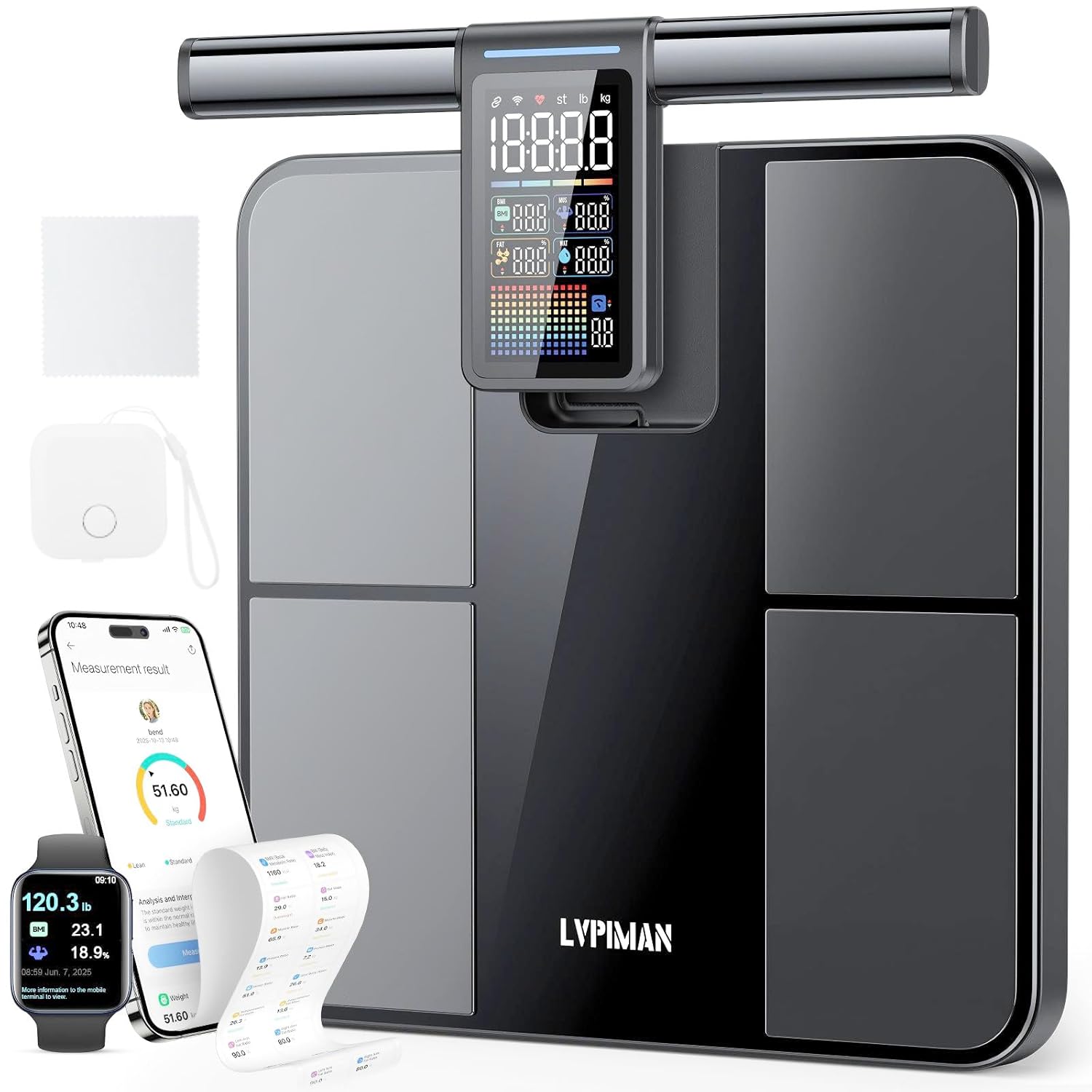 Smart Scale for Body Weight and Fat BMI Muscle Mass 57 Body Composition Measurement 8 Electrodes Digital Bathroom