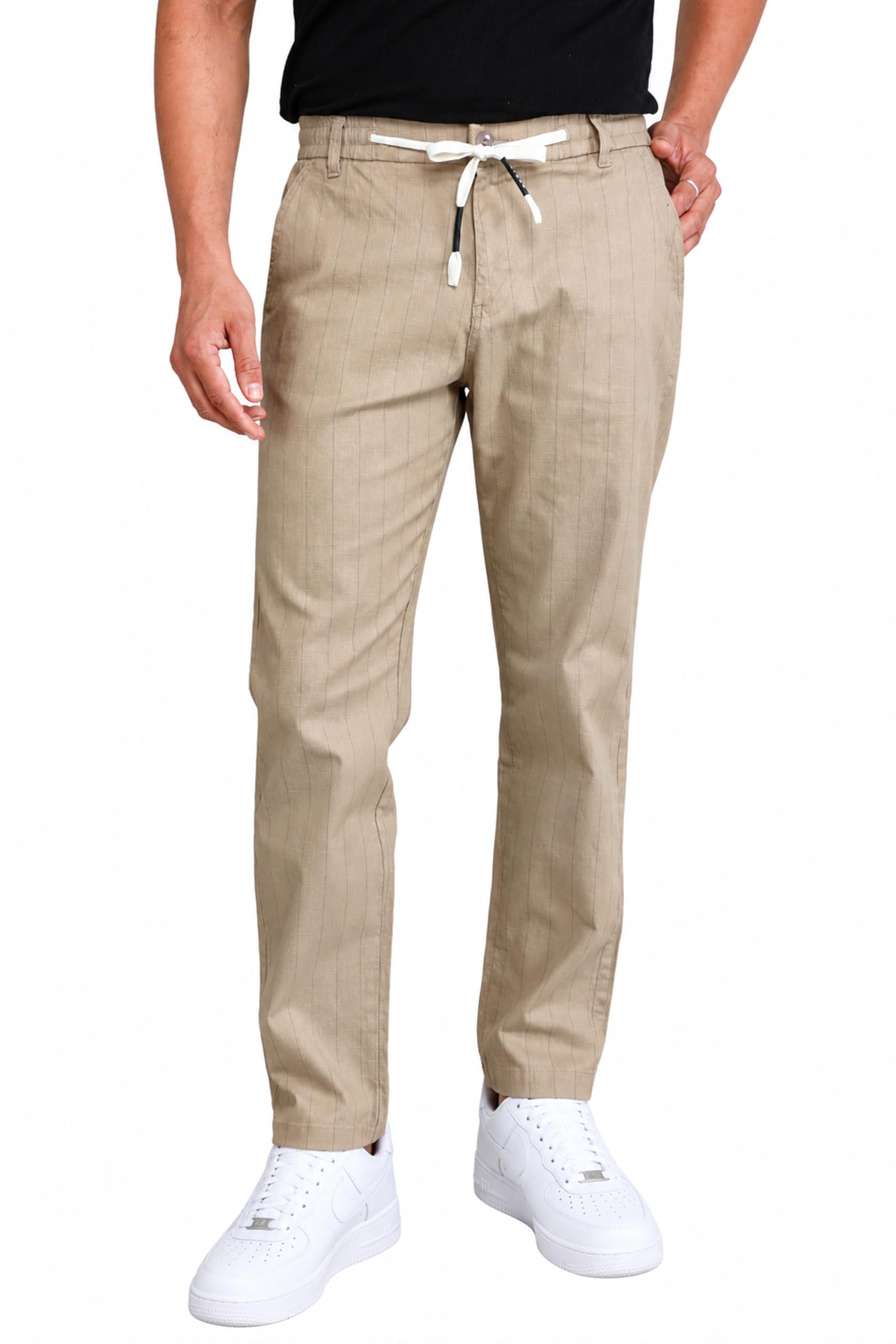 Men's Cotton Chino Jogger Pants | Elastic Waistband with Drawstring | Regular Fit Mid Rise Casual Trouser for Men-picture-35
