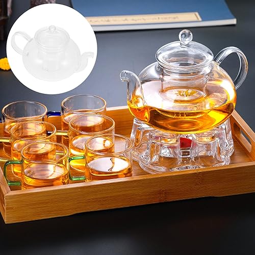 Miniatura 3 de HOLIDYOYO Tetera pequeña de vidrio con infusor Estufa transparente Tetera Tetera de té transparente Tetera Tetera de té de hojas florecientes y