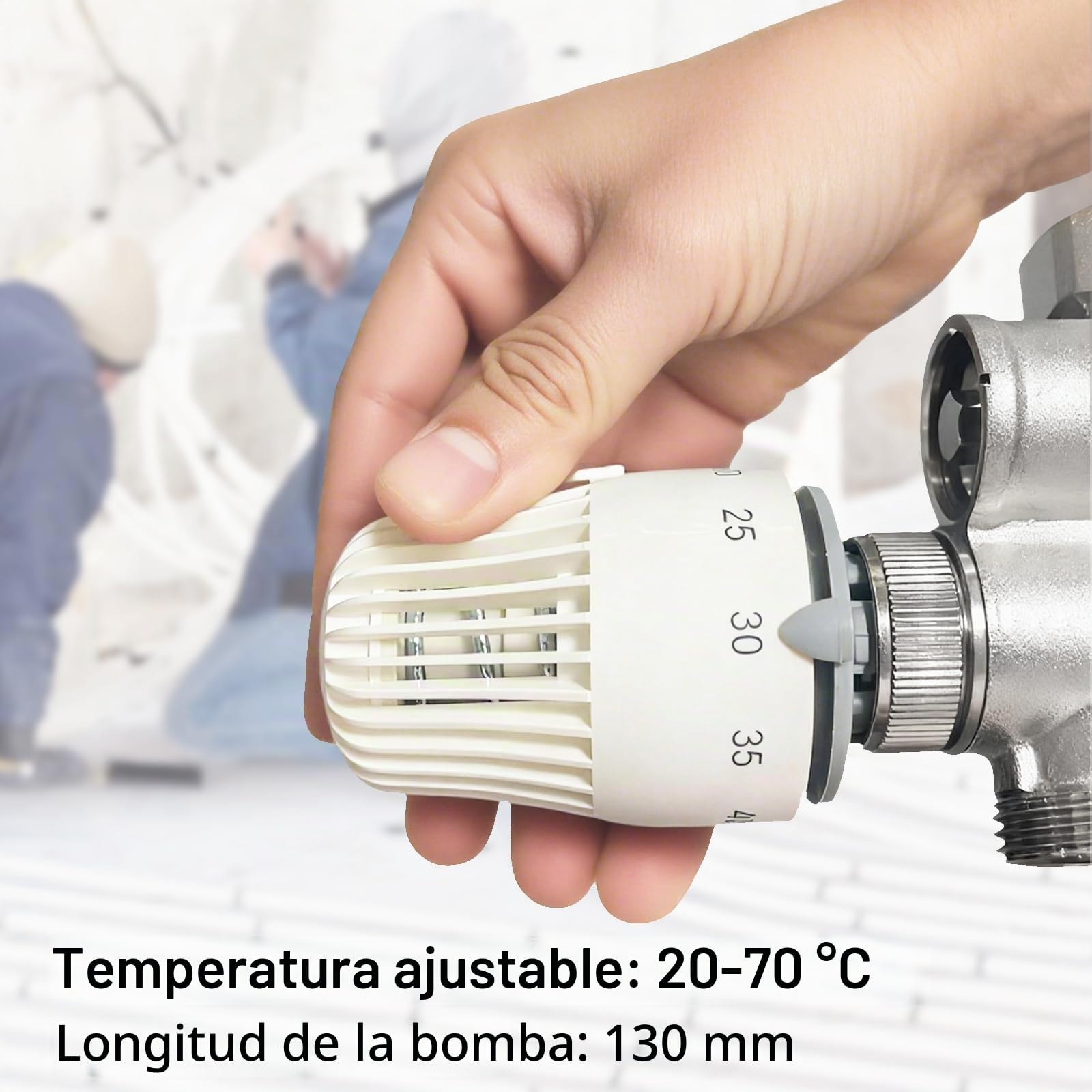 Conjunto Control Valor Fijo Para Calefacción Por Suelo Radiante, Ajustable 20 A 70 °C Con Válvula Mezcladora Y Cabezal Termostático Indicador Temperatura Para Calefacción Central Colector (Sin Bomba)