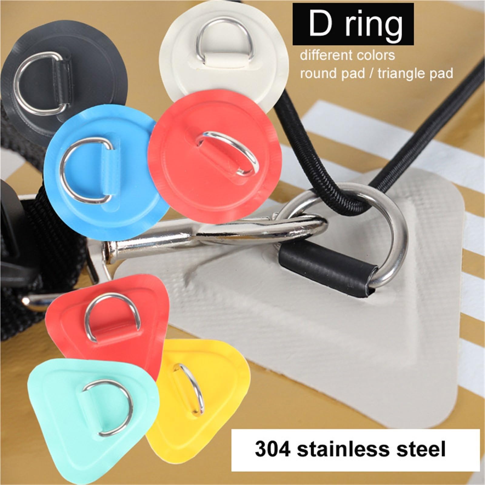 D-Ring-Patch aus Edelstahl mit 3-lagiger Basis
