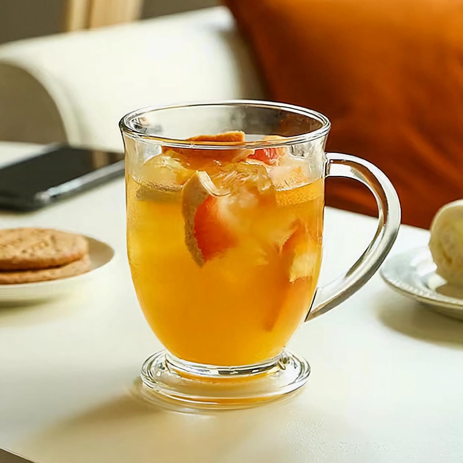 2 Pack Clear Drinking Glasses Set,500ML Glass Coffee Mugs with Heavy Base,Glass Cup Drinkware for Beverage,Juice,Latte Cups, Cocktails, Wine, Beer,Espresso Coffee,Tea