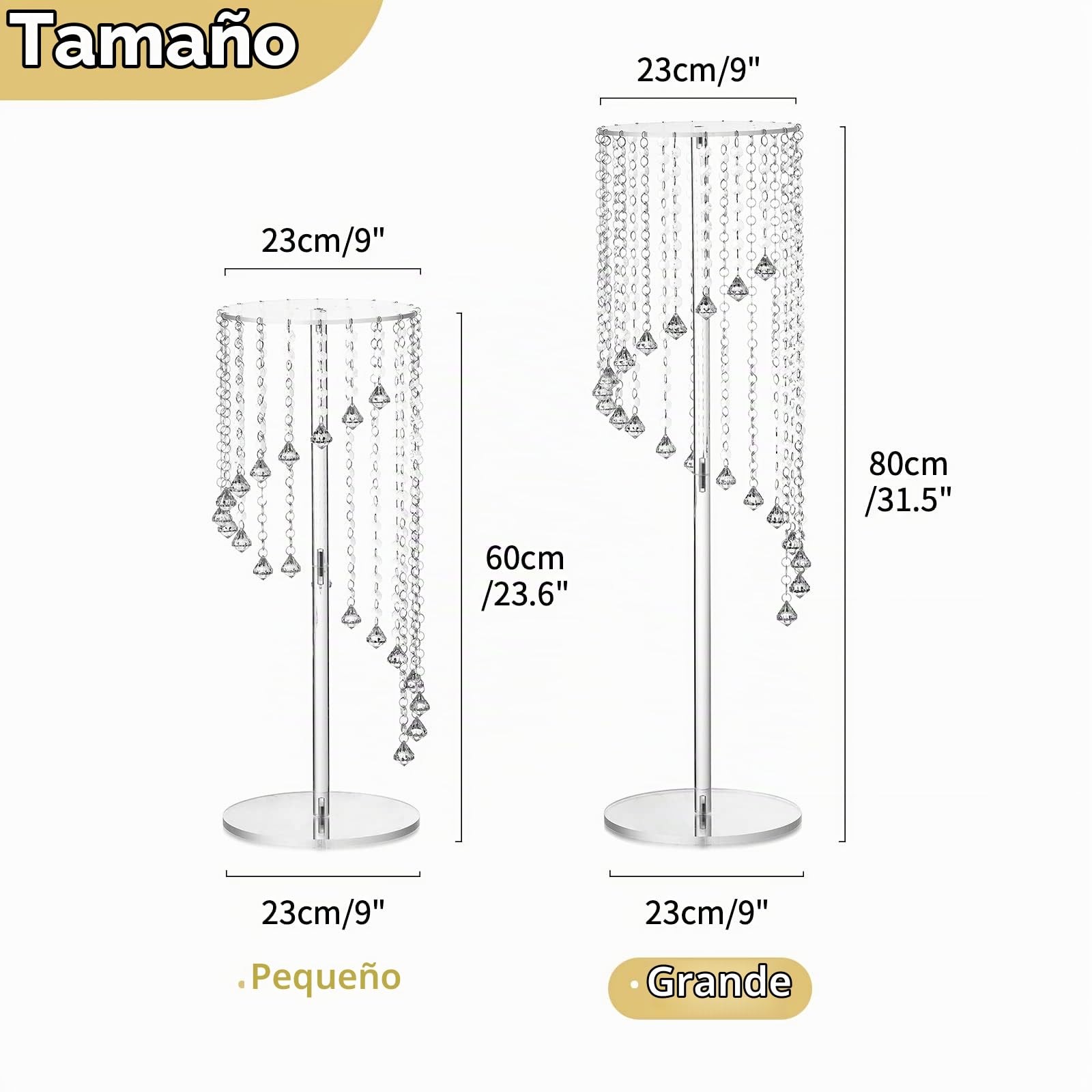 Nuptio Jarrones Acrílico Centros Mesa Boda - 2 Piezas 80cm Alto Soporte Florero Geométrico Transparente para Decoraciones Mesa Centro Mesa Cristal - Soportes Exhibición Flores Columna para Bodas