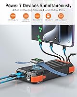 Vista 6 de BLAVOR Cargador solar de 20000 mAh integrado 4 cables, batería externa de carga rápida de 20 W con USB C, luz de campamento, linterna, batería
