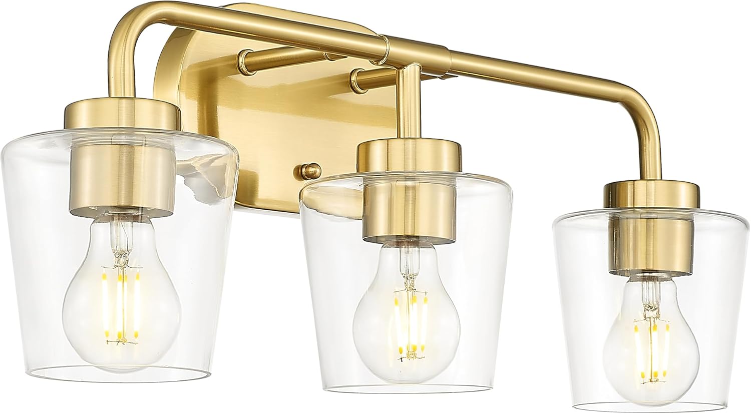 brushed gold bathroom light fixtures, 3-light vanity lights with clear glass, modern champagne bronze vanity lighting fixtures over mirror, ad-22004-3w-gd-c gold, clear glass 3-light