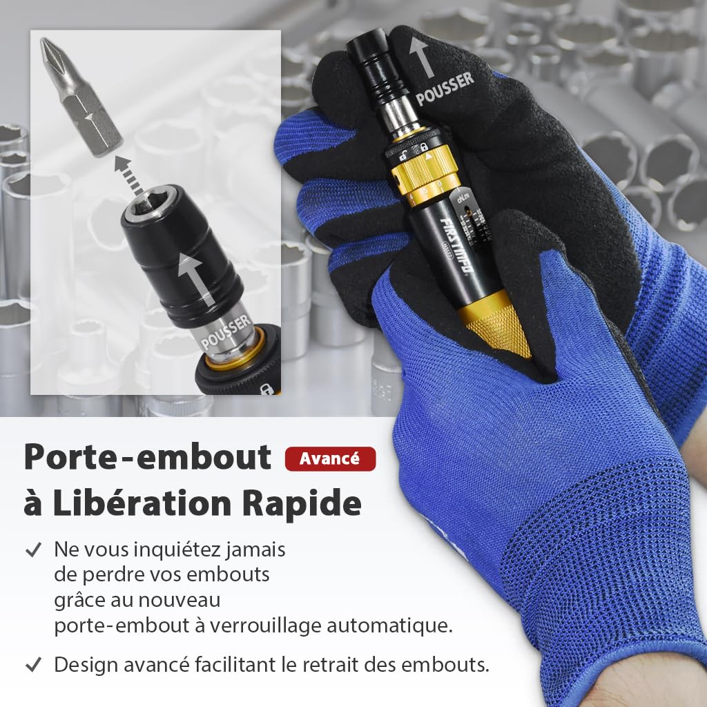 FIRSTINFO Tournevis Dynamométrique de Précision 1/4" Hex 5-60 cNm ASME ISO
