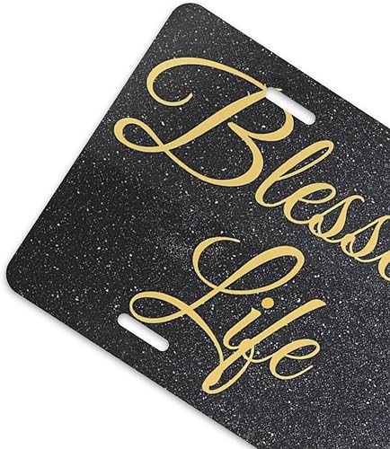 Miniatura 4 de Blessed Life - Placa de matrícula de aluminio con corazón dorado de 6 x 12 pulgadas, cubierta de metal para placa frontal de automóvil, accesorio de
