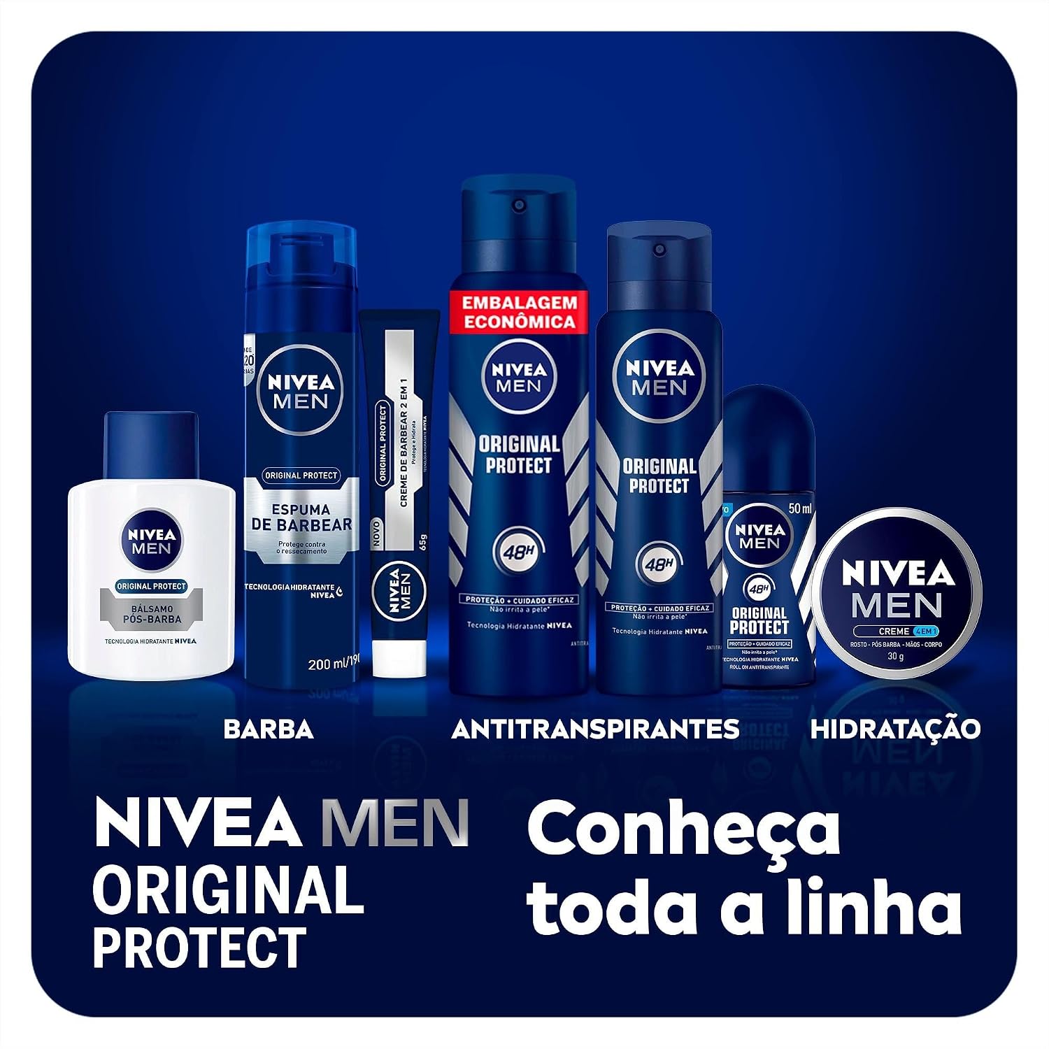 NIVEA MEN Desodorante Antitranspirante Aerossol Original Protect 200ml - Proteção eficaz de 48 horas contra suor e mau odor, desenvolvido especialmente para prevenir irritações na pele