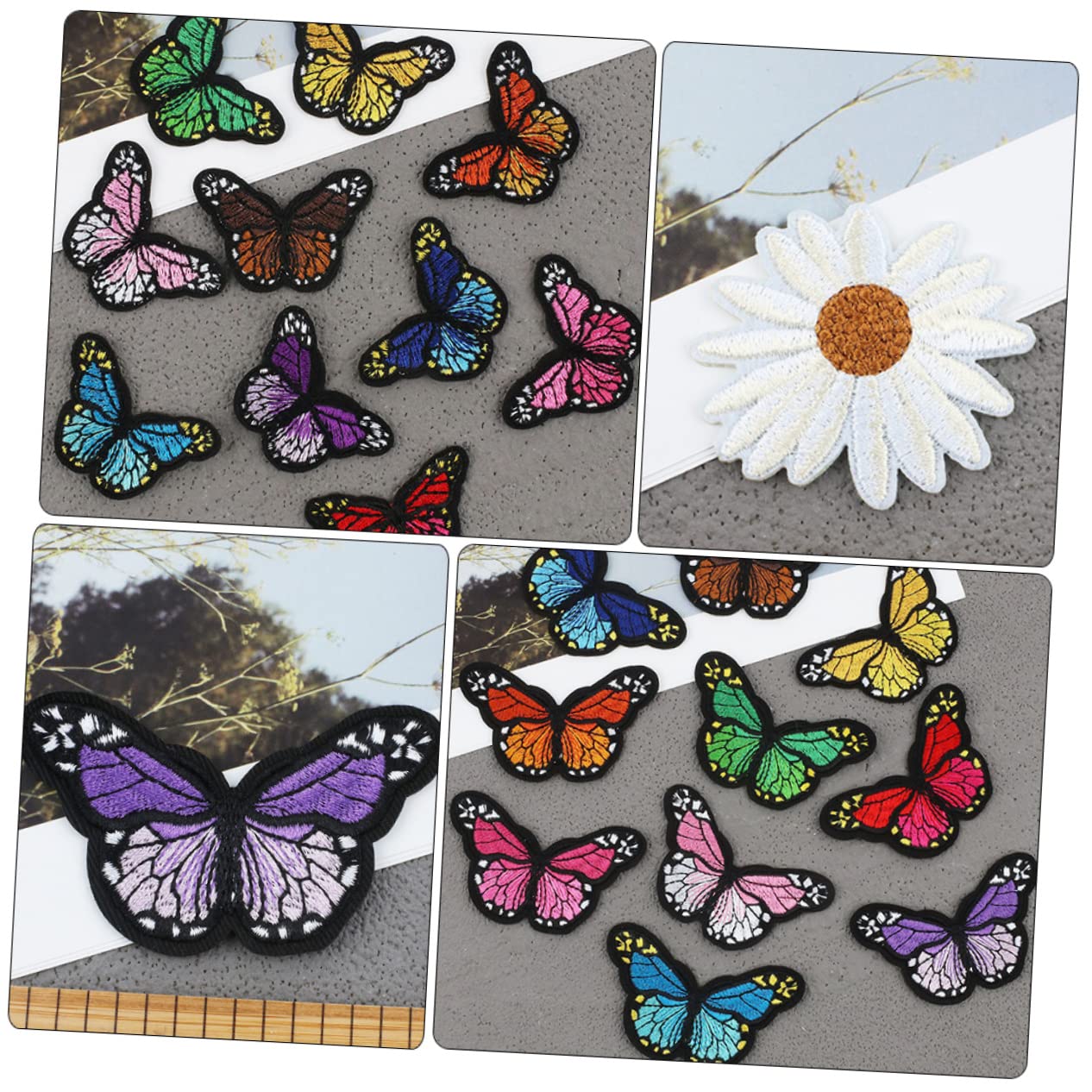 STOBOK 126stücke Teiliges Bunter Bestickter Blumen Und Schmetterlings-patches -bügelflicken Für Kleidung Taschen Und Accessoires Zum Verzieren Und Reparieren
