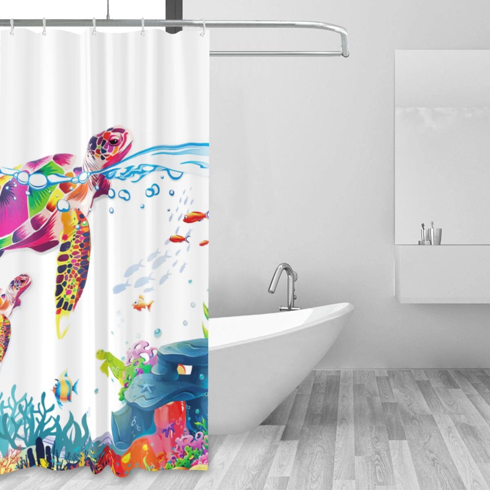 Amazon｜SweetFox ウミガメ シャワーカーテン 海 航海 ビーチ 海岸