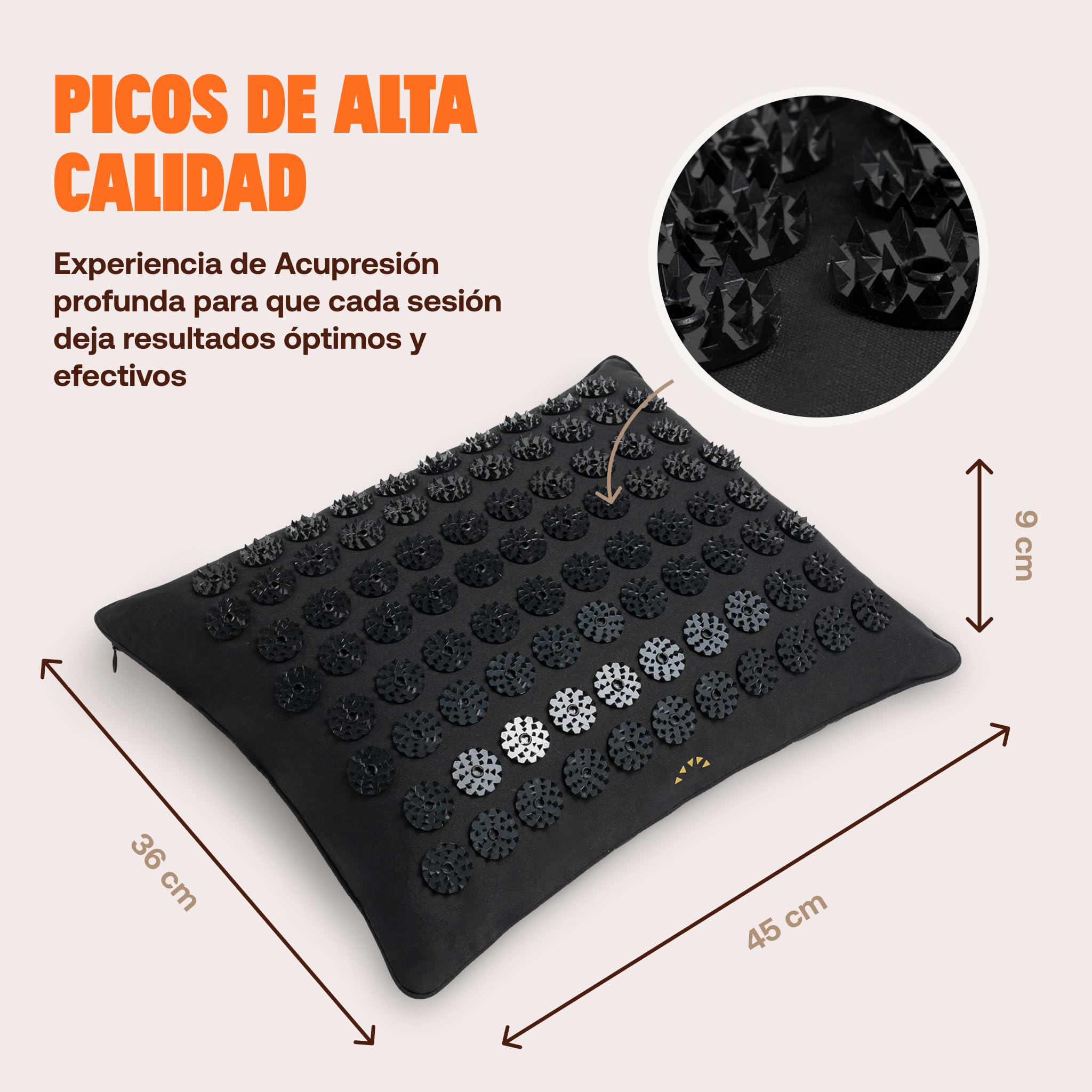 ShaktiMat [La Original Almohada de Acupresión - Algodón orgánico, Fabricación ética - para Relajación, Alivia Dolores de Cabeza, de Cuello y Hombros - Mejora la circulación y el sueño - Negro ónix