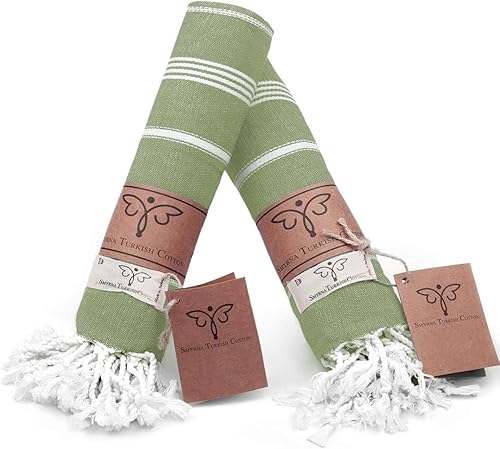 SMYRNA TURKISH COTTON Classical Series - Juego de 2 toallas de mano turcas decorativas de 18 x 30 pulgadas, para baño, cocina, cara, cabello, té,