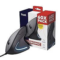 Trust Verto 60 Pack - 60x Mouse Verticale Cablato, Mouse Ergonomico con Filo