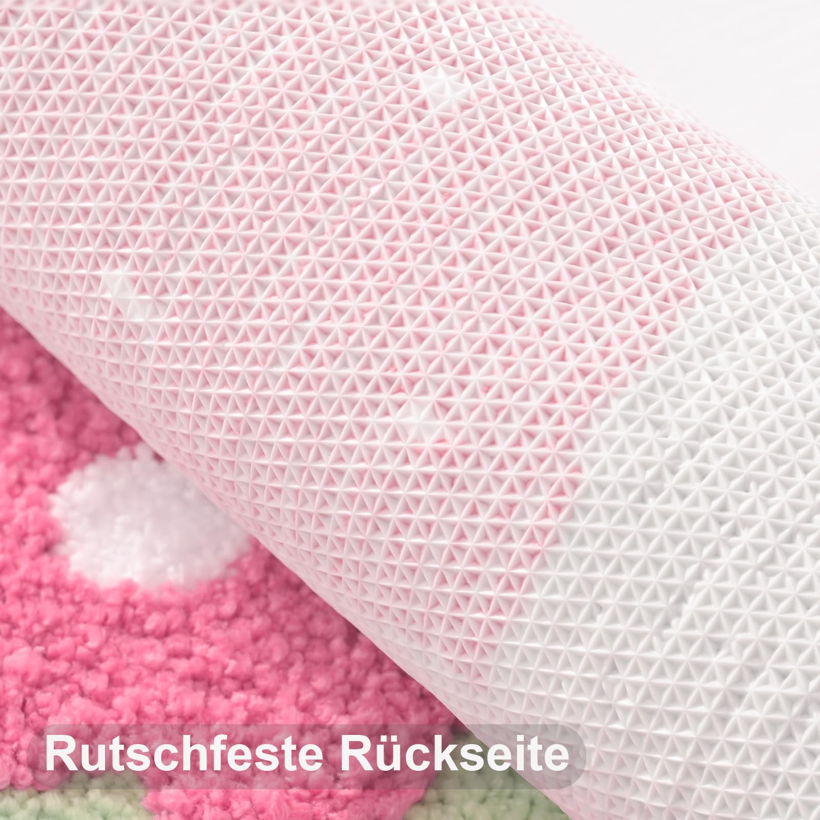 Tappetino da bagno rosa bianco 40x60 cm, tappetino da bagno antiscivolo per bagno, morbido in microfibra, lavabile in lavatrice, tappetino da bagno resistente, super assorbente, per soggiorno, doccia