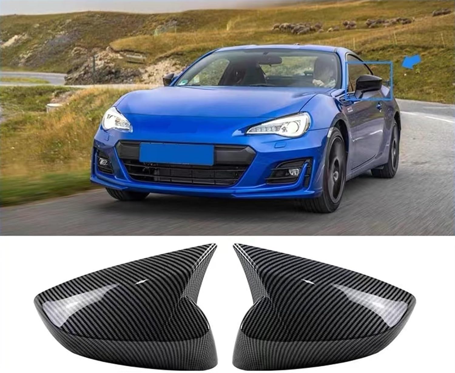 Compatible For Toyota/Subaru 86 BRZ 2012-2020 Car Rearview Side Mirror Cover Wing Cap Sticker Exterior Door Rear View Case Trim Carbon Auto (Color : Gloss Black)