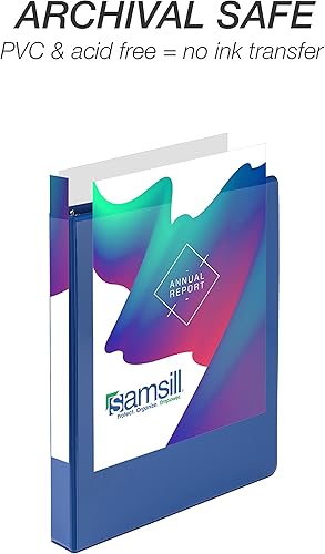 Vista 431 de Samsill Carpeta duradera de 1.5 pulgadas, fabricada en los Estados Unidos, carpeta de anillos en D, carpeta transparente personalizable, surtido