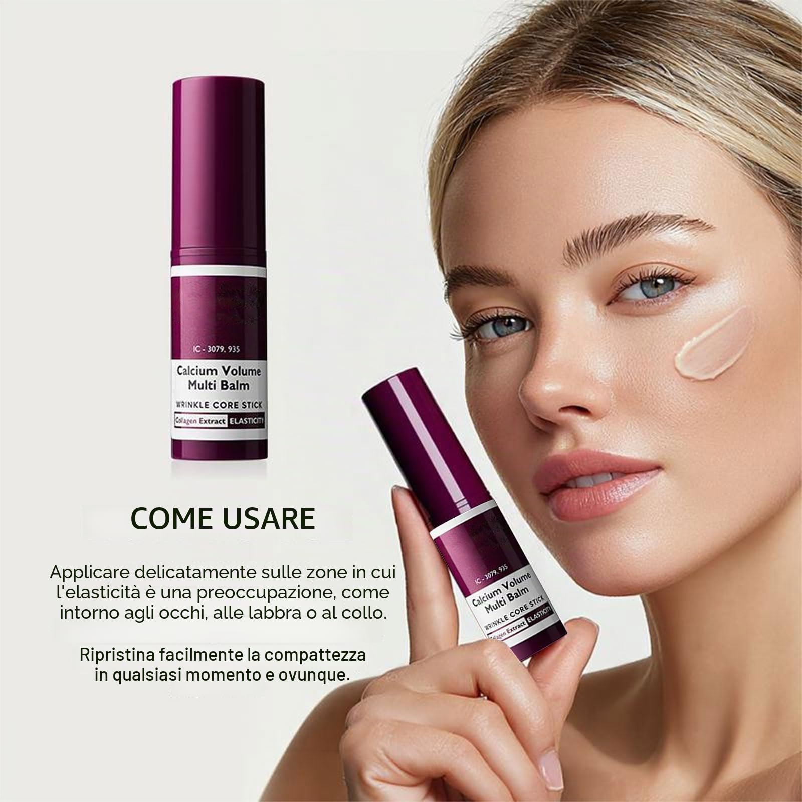 2 pezzi Calcium Volume Multi Balm Stick Balm Balsamo Oculare Multifunzionale Balsamo Arricchito Con Collagene Anti-Aging & Firming Skincare Stick Stringe La Pelle Ripara e Idrata