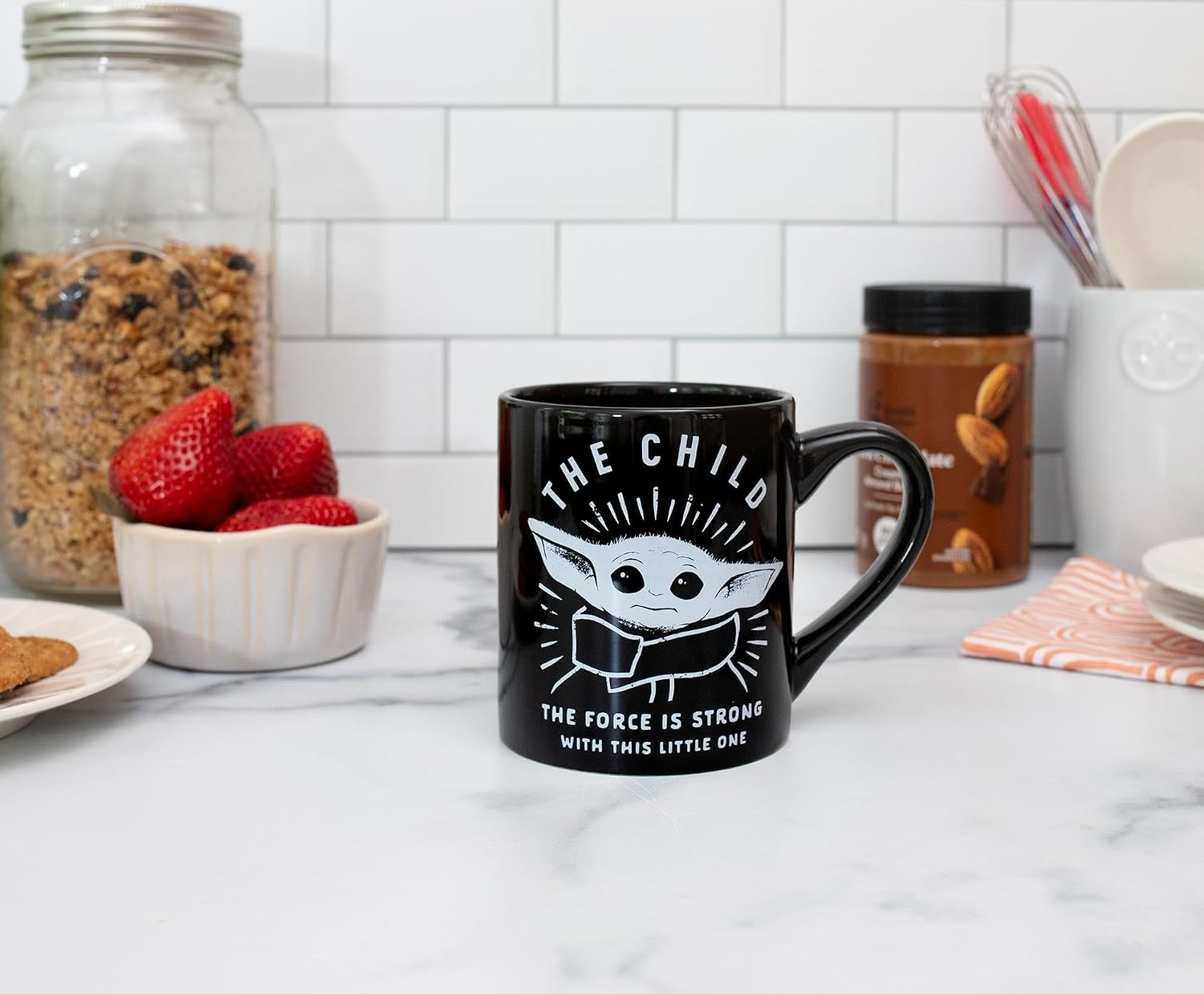 Silver Buffalo Star Wars The Mandalorian Force is Strong with this Little One Ceramic Coffee Mug, 14 Ounces image 3
