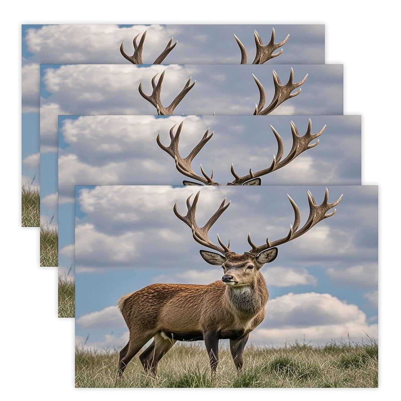 Elk Placemats Flax Place Mats for Dining Table Rectangle Non-Slip Table Mats Heat Resistant Washable Placemat for Kitchen Home Decor Party Outdoor 12" X 18"