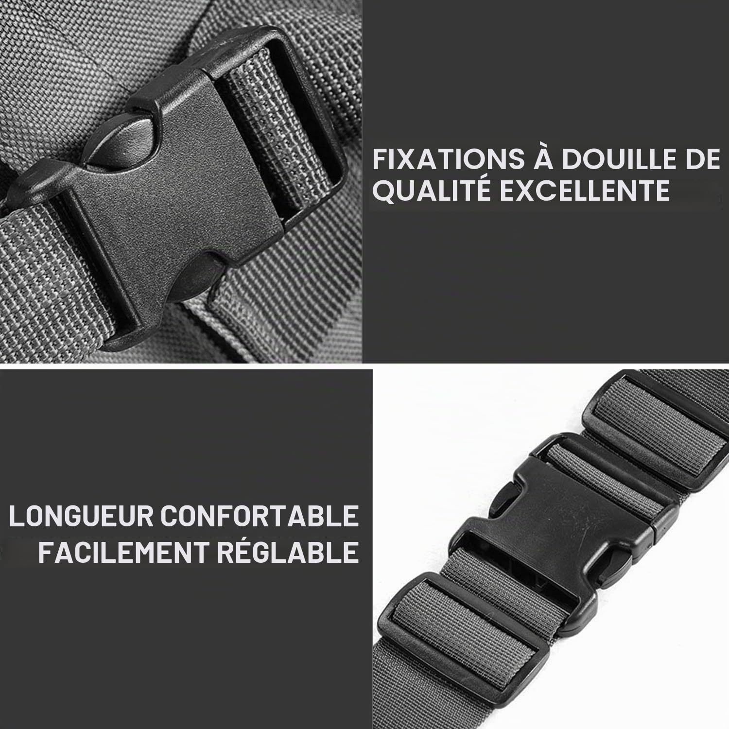 aiGear 55L Sac à Dos Tactique/Sac a Dos Voyage pour Hommes et Femmes Noir | Sac Multifonctionpour Les Sports, pour Plein Air, Randonnée, Voyage, Camping
