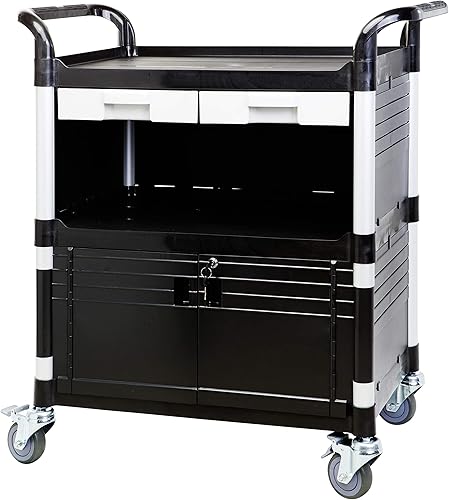 Miniatura 9 de Jabo Equip JBG-3D2 - Carrito médico grande con cerradura de 3 estantes, tamaño total, 34.43 x 19.69 pulgadas de largo, tapa de carga de 606 libras