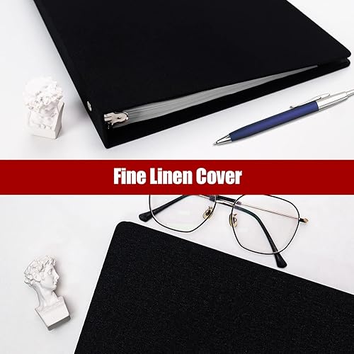 Miniatura 9 de Vienrose Carpeta de 3 anillos redondos de 1 pulgada con cubierta de lino con capacidad para papel de 8.5 x 11 pulgadas para la escuela, la oficina y