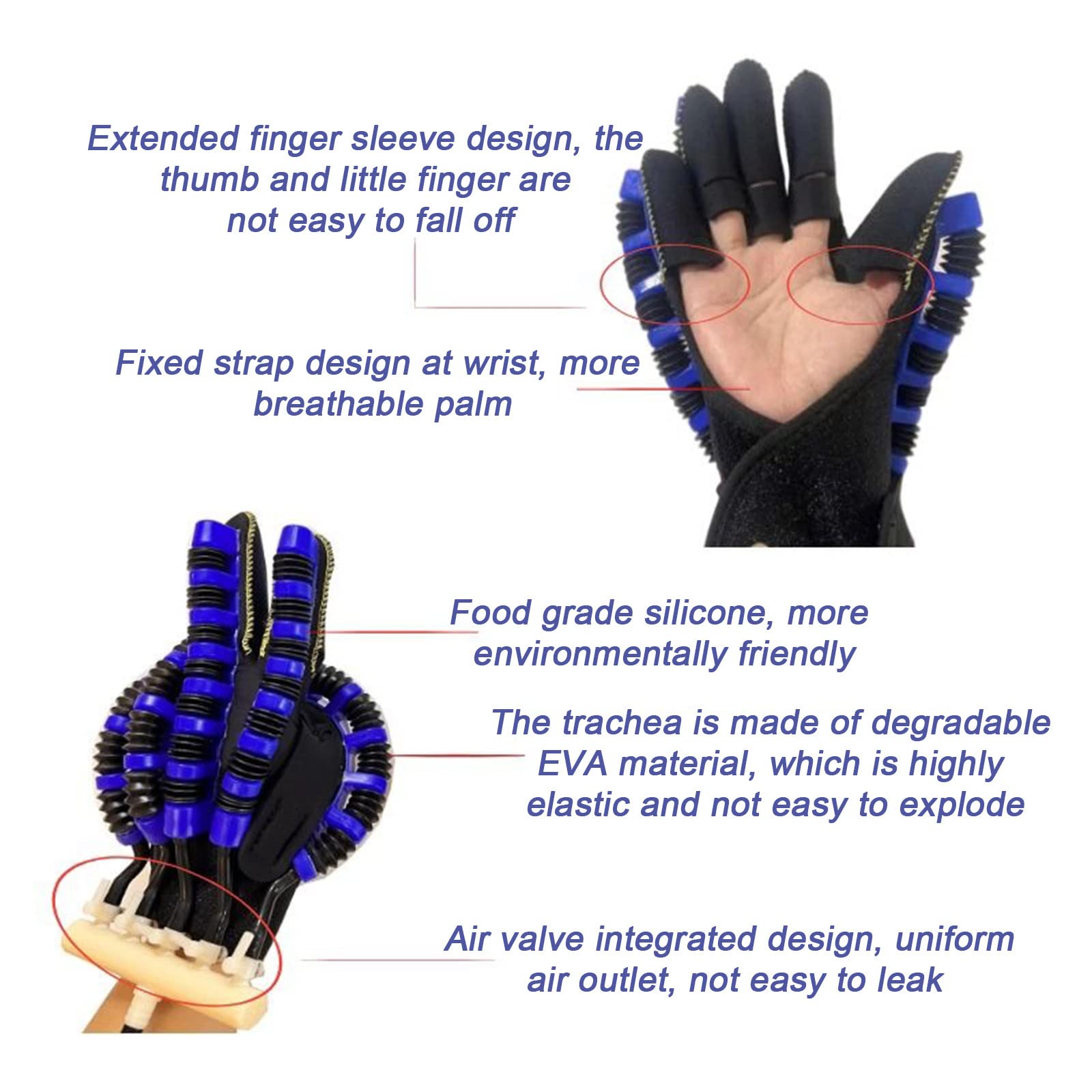 Guantes de Robot de rehabilitación para Pacientes con hemiplejía, Equipo de Entrenamiento de recuperación de Dedos y Manos, para Pacientes con Manos rígidas y espásticas, L-Right Hand