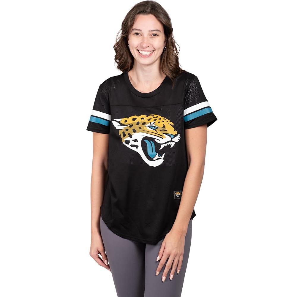 Ultra Game NFL Official Women\'s Super Soft Mesh Jersey T-Shirt, Jacksonville Jaguars, Team Color, Large