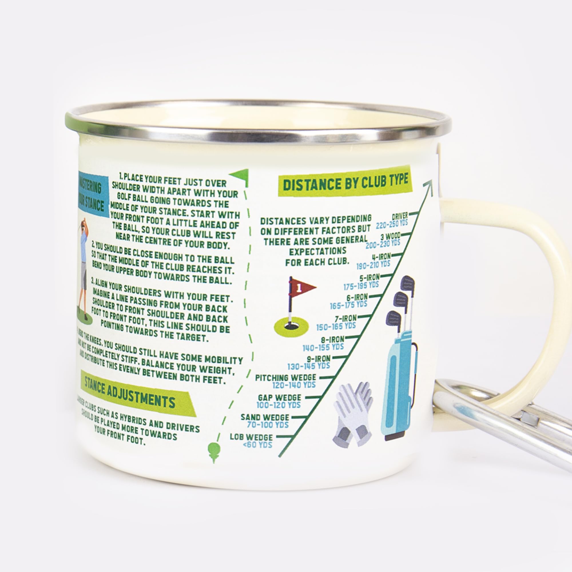 Gift Republic Men's Off White Golf Guide Mug Enamel Coffee Cup 13Oz Break Resistance | Wo Children Gift For Dad Mum Golfer
