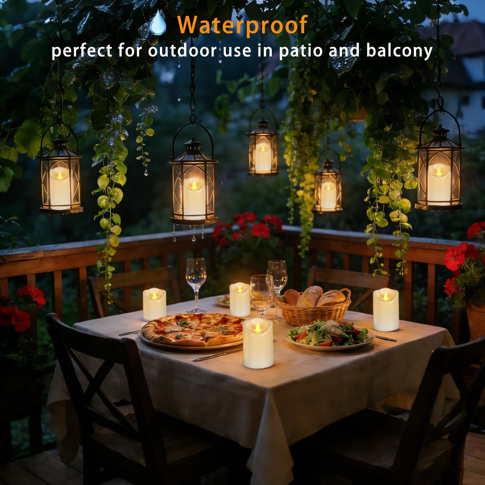 Paquete de 3 velas sin llama con control remoto y temporizador, color marfil, impermeables, para exteriores, velas LED (3 x 4 pulgadas, 5 pulgadas, 6 pulgadas), funcionan con pilas para