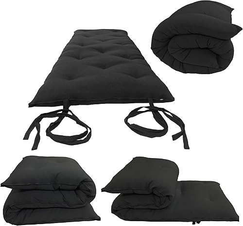 Miniatura 5 de D&D Futon Furniture Cotton/Foam Traditional Japanese/Thai Floor Rolling Futon Mattresses, Yoga Meditation Mats, 3x30x80 Black