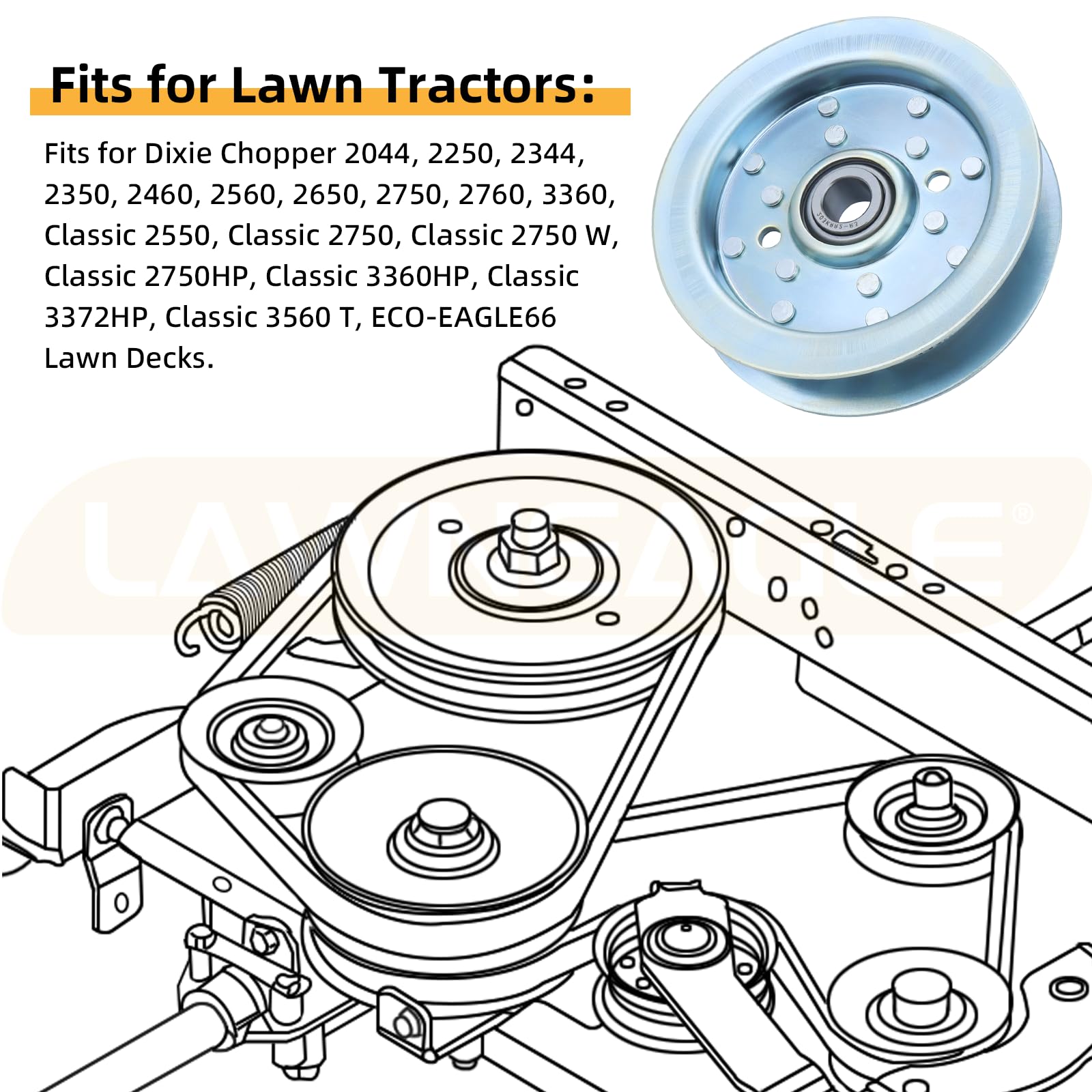 Amazon.com : Lawneagle 2 Pack 301564 Idler Pulley Replaces Dixie