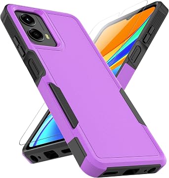 MDCN for Moto G 5G 2024 Case Dual Layer Protective Heavy Duty Cell Phone Cover Shockproof Rugged with HD Screen Protector - Military Protection Bumper Tough - Moto G 5G 2024, Purple