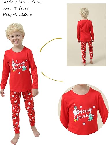 Miniatura 6 de Vopmocld - Pijama familiar a juego para Navidad, pijamas rojas para fiestas, juegos de ropa de dormir de algodón